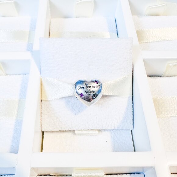 925 Sterling Silver Red Crystal Heart Charm Bead With Love Message Fits Pandora - Picture 10 of 10